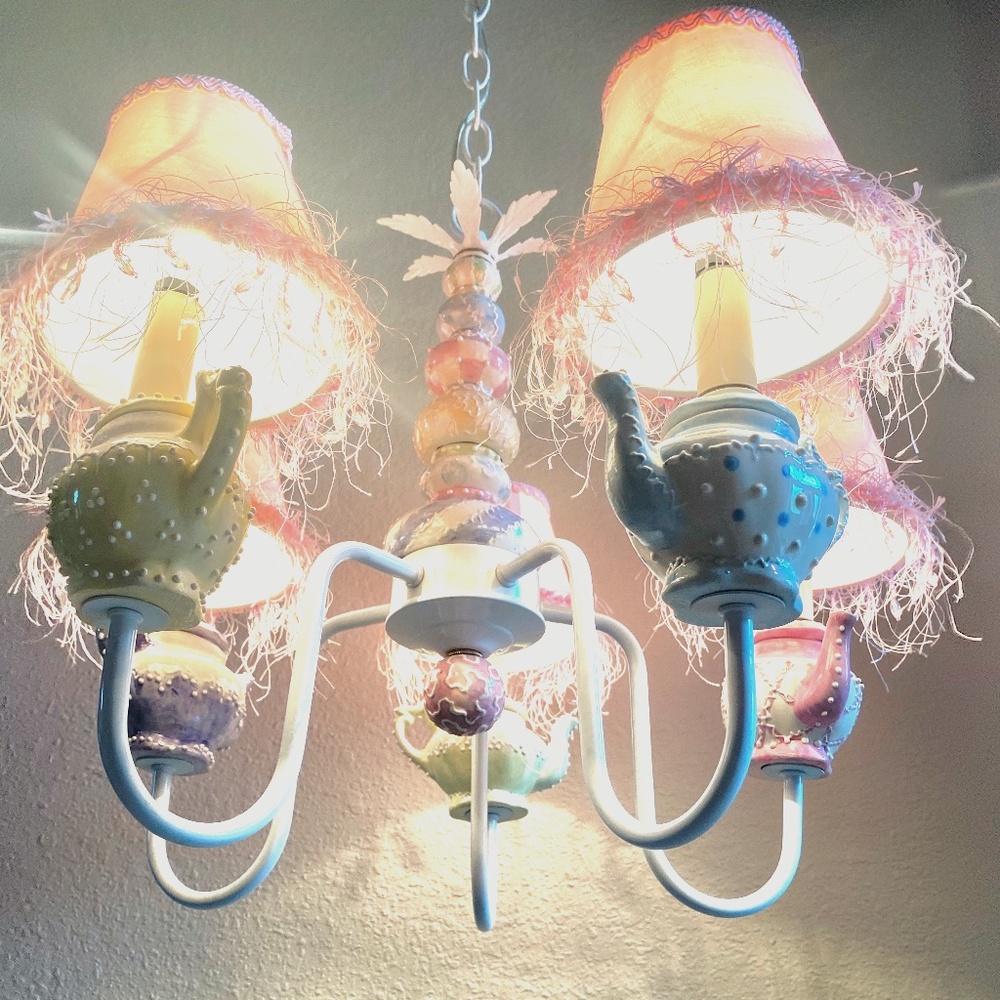 Whimsical Ceramic teapot chandelier